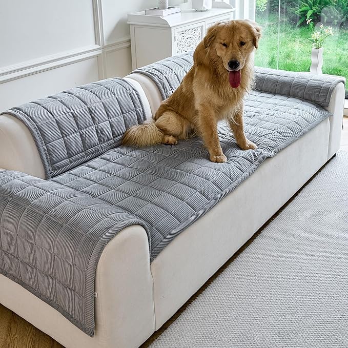 Couch Covers for Dogs Washable, Non Slip Couch Covers for Loveseat Sofa Pet Friendly, Soft Fuzzy Sofa Covers for Pet, Dog Couch Cover Furniture Protector(1PC,Light Grey,27.6"x94.5")