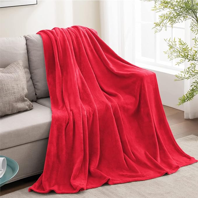 BEDELITE Fleece Blanket Red Throw Blanket for Couch & Bed, Luxury Plush Cozy Fuzzy Blanket 50" x 70", Super Soft Warm Lightweight Fall Throw Blanket for Travel Camping
