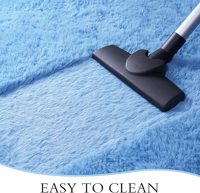 Chicrug Soft Runner Rug for Bedroom Living Room Plush Fluffy Rugs 2x6 Feet, Shag Furry Runner Rug Carpet Non Shedding for Nursery Children Kids Girls Room Home Decorative, Cobalt Blue