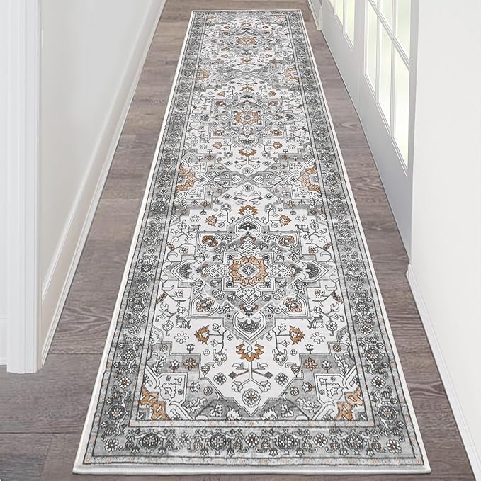 HEBE Hallway Runner Rug 2'x8' Washable Vintage Distressed Area Rugs Non Slip Laundry Rug Runner Boho Floor Carpet Runners for Hallways Entryway Laundry Room Kitchen Bathroom