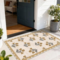 Floral Outdoor Rug - 28" x 43" Front Door Mat Indoor Outside Entrance Non-Slip Washable Outdoor Mat Beige Vintage Farmhouse Rug for Entryway Kitchen Bedroom Layered Doormat for Front Porch