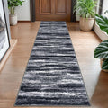 Lansny Modern Abstract Hallway Runner Rug, Black Grey Washable Entryway Runner Non-Slip Soft 2x8 Runner Rug Thin Print Faux Wool Carpet for Kitchen Bedroom Laundry Room Indoor Home Decor