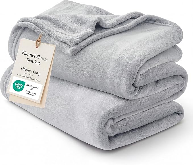 Bedsure GentleSoft Fleece Blankets King Size Light Grey - Bed Blanket Soft Lightweight Plush Cozy Fuzzy Luxury Microfiber, 108x90 inches