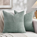 Fancy Homi 2 Packs Grey Blue Samll Decorative Throw Pillow Covers 12x12 Inch with for Couch Bed Sofa, Rustic Farmhouse Boho Home Decor, Soft Corss Patchwork Corduroy Square Cushion Case 30x30 cm
