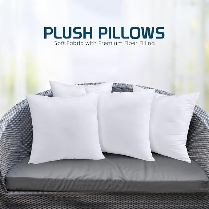 Utopia Bedding Throw Pillows (Set of 4, White) – 12 x 12 Inches Down Alternative Pillows for Bed, Sofa, and Couch - Fluffy Decorative Stuffer Pillow for Indoors & Outdoors
