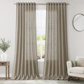 Extra Long Curtain 108 Inches Long 2 Panels Set Back Tab Mocha Linen Drapes for Living Room Neutral Farmhouse Light Filtering Semi Sheer Linen Curtains 108 Inch Length for Large Window 9 FT Tall