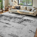 Living Room Rug 7x10 Ink Black Area Rugs Machine Washable Abstract Boho Large Rug Non-Slip Non-Shedding Faux Wool Indoor Vintage Carpet for Bedroom, Classroom, Dining Room, Kids Playroom