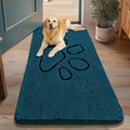 Smiry Dog Door Mat for Muddy Paws, Absorbent Dirt Trapper Non Slip Quick Dry Washable Chenille Mat for Mud Dogs, Entry Rug for Indoor and Outdoor (48x30 Inches, Atlantic Blue and Black)