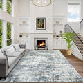 8x10 Area Rugs Washable Rug: Large Modern Abstract Living Room Rug Soft Anti-Skid Thin Carpet Indoor Floor Non-Shedding Carpets for Bedroom Dining Room Farmhouse Nursery Home Office Blue Multi