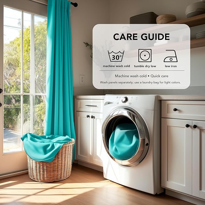 Deconovo Blackout Curtains, Thermal Insulated, W52 x L108 2 Panels, Back Tab, Machine Washable, Room-Darkening Drapes for Bedroom/Living Room Turquoise