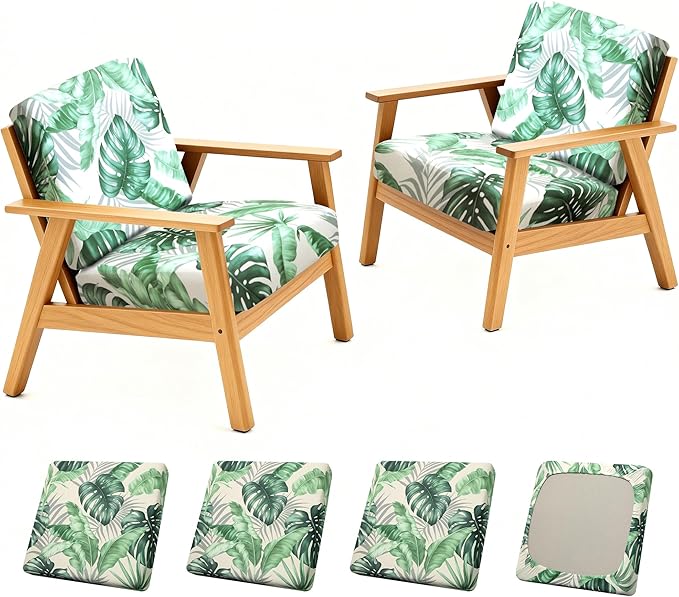 4Pcs Patio Stretch Cushion Covers,Outdoor Sofa Replacement Cover Slipcovers for Patio Furniture Cushion Covers, Washable Reusable Furniture Protector