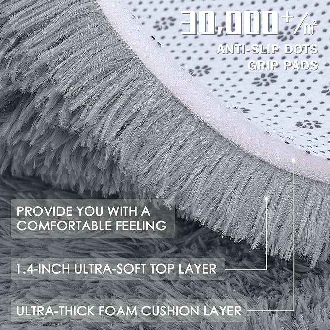 OLANLY 10x12 Machine Washable Large Area Rugs for Living Room, Bedroom, Soft Fluffy Shaggy Bedside Rug, Indoor Floor Carpet for Kids Girls and Boys, Dorms, Nursery, Home Decor Aesthetic, Light Grey