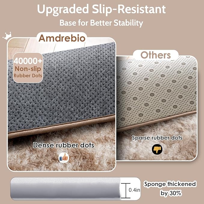 Amdrebio Tie-Dyed Beige Tan Round Circle Area Rug 5Ft for Bedroom, Fluffy Plush Shag Furry Rugs for Kids Room, Living Room Decor Aesthetic, Cute Fuzzy Neutral Carpet for Baby Nursery Playroom Dorm