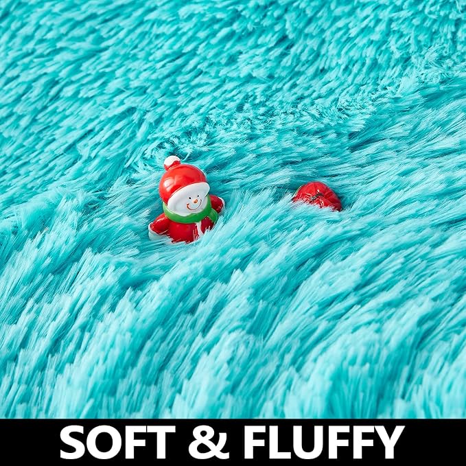 ONASAR Teal Blue Round Area Rug 4ft, Soft Fluffy Bedroom Bedside Floor Circle Rugs for Kids Girls Boys Teen Room, Cute Fuzzy Furry Plush Shaggy Carpet for Nursery Living Room Playroom Dorm Home Decor