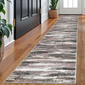 Lansny Modern Abstract Runner Rug 2x10, Dark Light Brown White Washable Long Kitchen Runner Non-Slip Soft Hallway Rug Runner Thin Print Faux Wool Carpet for Entryway Bedroom Laundry Room Indoor