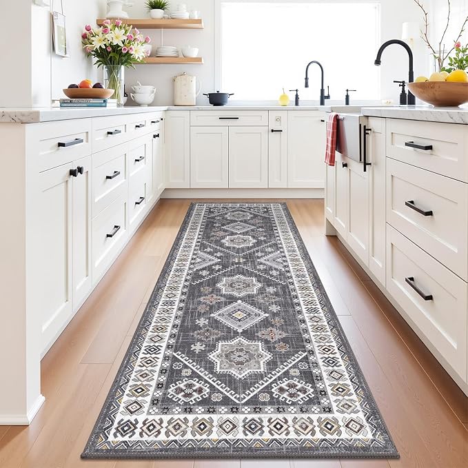 HEBE Washable Kitchen Rugs Runner 2'x 5', Non Slip Hallway Runner Rug, Low Pile Entryway Rug Laundry Room Mat Kitchen Carpet Runners for Hallways, Bathroom, Laundry, Bedside Rug