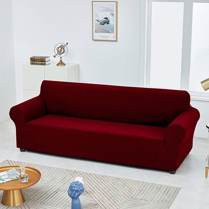 Joccun Red Dahlia Polyester Spandex Waterproof Solid Stretch Sofa Cover
