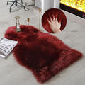 linmopm Faux Fur Rug Sheepskin Shag Fluffy Fuzzy Red 2x3 ft Small Rugs for Bedroom Bedside Bed Floor Living Room Plush High-Density Cushion Carpet Super Sofa Cover