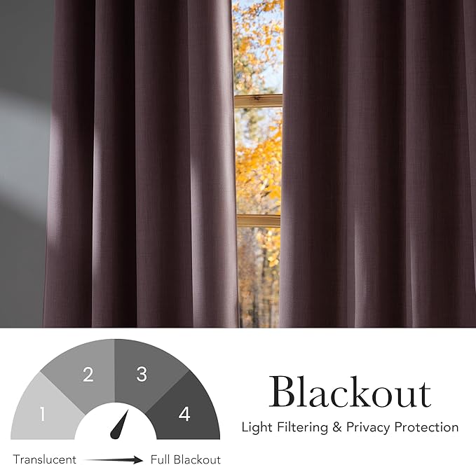 NICETOWN Short Faux Linen Pink Blackout Curtains 63 inches Long for Kitchen - Privacy Panels for Living Room Bedroom, Modern Farmhouse Style Easy Care Grommet Top, 2 Panels, W42 by L63