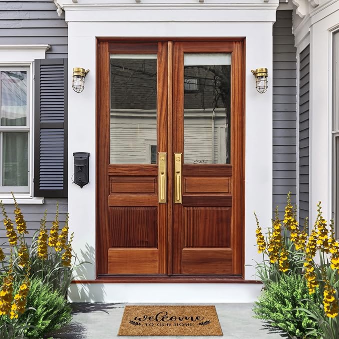 Barnyard Designs Doormat Welcome Mat for Outdoors, Large Front Door Entrance Mat, Brown (Welcome to Our Home, 30x17)