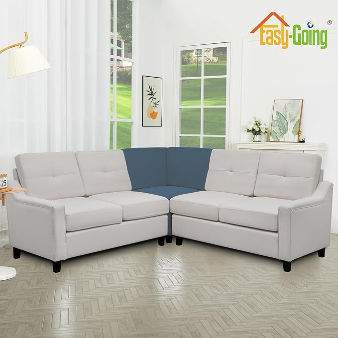 Easy-Going Stretch Sectional Corner Sofa Slipcover 1-Piece Couch Sofa Cover Furniture Protector Soft with Elastic Bottom for Kids, Pet, Spandex Jacquard Fabric Bluestone