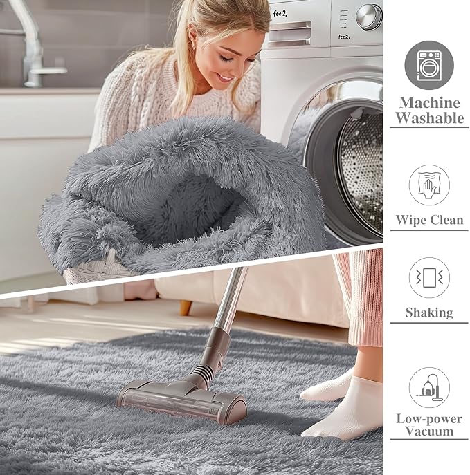 OLANLY 10x12 Machine Washable Large Area Rugs for Living Room, Bedroom, Soft Fluffy Shaggy Bedside Rug, Indoor Floor Carpet for Kids Girls and Boys, Dorms, Nursery, Home Decor Aesthetic, Light Grey