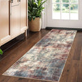 IOHOUZE Abstract Runner Rug 2x5 Ft Washable Runners for Hallways, Non Slip Kitchen Runner Printed Faux Wool Entryway Runner Indoor, Modern Abstract Floor Carpet for Hall Kitchen Bedroom, Red/Multi