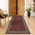 Washable 3x6 Entry Way Rugs Indoor - Burgundy Large Kitchen Rug, Non Slip Unique Bohemian Red Low Pile Thin Carpet for Bedroom Bedside, Foyer