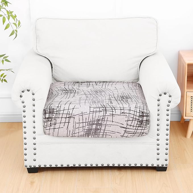 Smiry Printed Couch Cushion Covers, Stretch Soft Couch Covers for Sofa, Washable Non-Slip Sofa Slipcover Furniture Protector for Indoor and Outdoor (1 Pack, Brown and White)