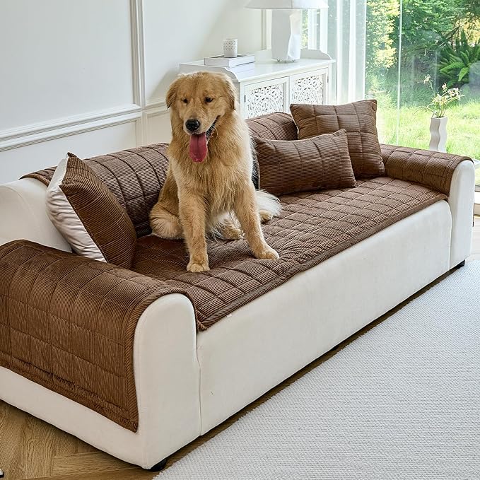 Couch Covers for Dogs Washable, Non Slip Couch Covers for Loveseat Sofa Pet Friendly, Soft Fuzzy Sofa Covers for Pet, Dog Couch Cover Furniture Protector(1PC,Dark Brown,27.6"x70.9")