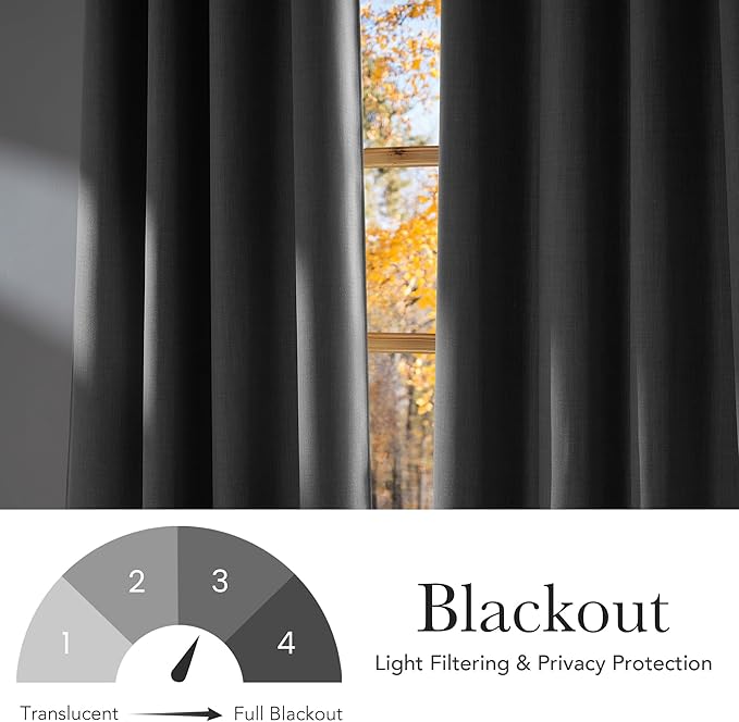 NICETOWN Faux Linen Light Grey Blackout Curtains 84 inches Long for Living Room - Privacy Panels for Bedroom, Modern Farmhouse Style Easy Care Grommet Top, 2 Panels, W52 by L84