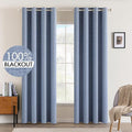MIULEE Linen Texture Curtains for Bedroom Solid 100% Blackout Thermal Insulated Stone Blue Curtains Grommet Room Darkening Drapes Luxury Decor for Living Room Nursery 52x96 Inch (2 Panels)