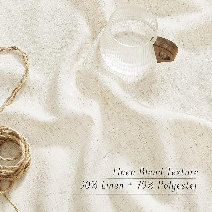 NICETOWN Flax Natural Linen 78 inch Curtains for Doorway, Grommet Thick Flax Linen Door Curtains Privacy Assured with Light Filtering for Patio/Living Room, W68 x L78, 2 Panels