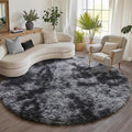 ONASAR Round Rugs 6ft for Living Room Bedroom, Tie-Dyed Dark Grey Fluffy Circle Area Rug for Kids Girls Boys Teen, Soft Plush Shaggy Carpet for Nursery Dorm Classroom Playroom Home Decor Aesthetic