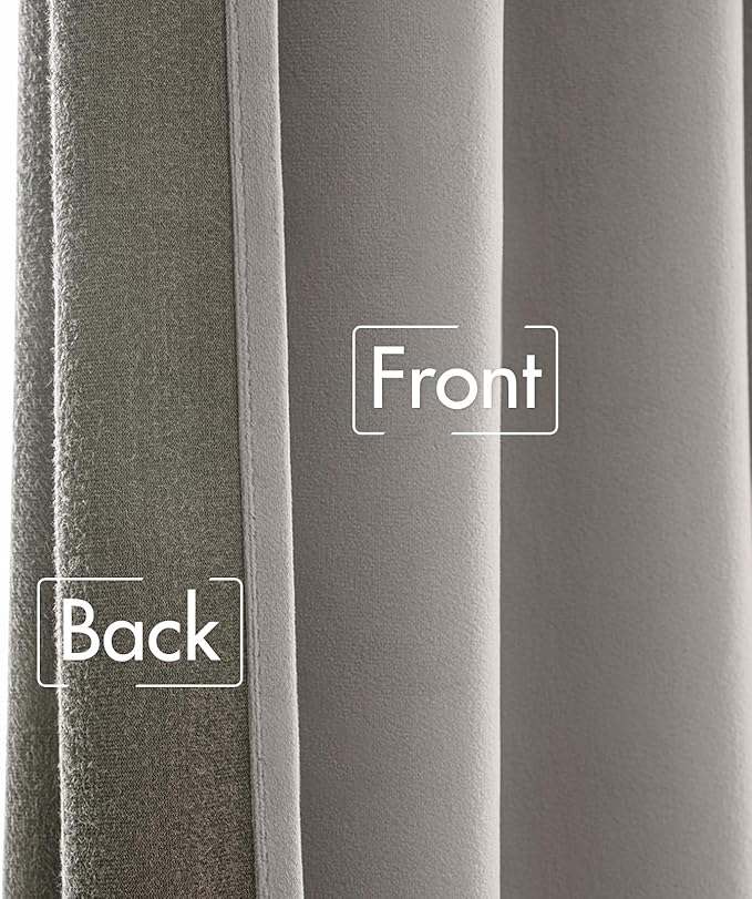 MIULEE Silver Gray Velvet Curtains 96 inches - Luxury Blackout Curtains for Bedroom Living Room Thermal Insulated Super Soft Window Drapes Rod Pocket & Back Tab, W52 x L96 inches, 2 Panels