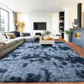 Pionblank 9x12 Area Rug, Large Area Rug for Living Room, Shag Rug for Bedroom, Soft Furry Non Slip Carpet for Kids Room Nursery Teens Dorm Home Decor, Blue Grey