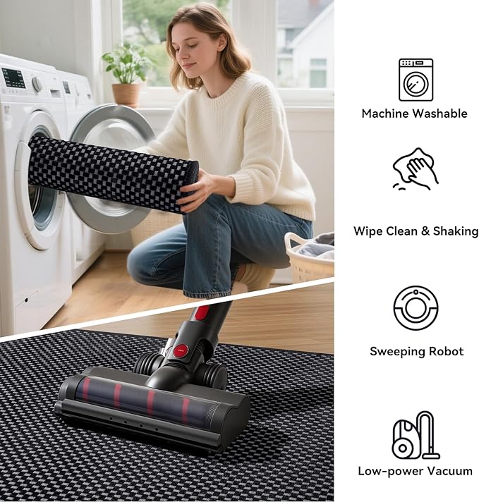 YDKGL 2x6 ft Kitchen Runner Rug Mat Non Slip Boho Woven Hallway Runner Washable, Soft Long Entryway Laundry Hall Floor Runners Rugs Carpet for Indoor Backdoor Bedroom Kitchen Living Room, Black
