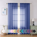 Aiyufeng Royal Blue Sheer Curtains 90 Inches Long 2 Panels Set, Semi Transparent Voile Rod Pocket Blue Sheer Window Drapes for Bedroom Bed Canopy Dining Wedding Party Backdrop, 42W x 90L inch