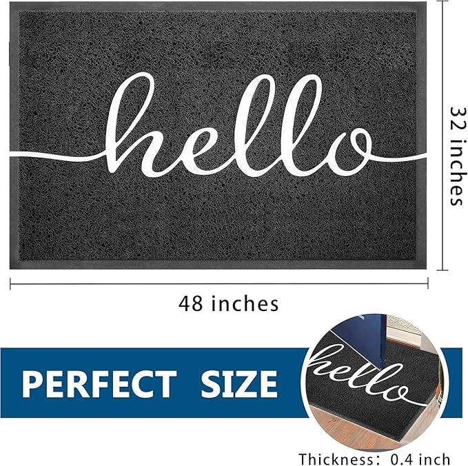 EARTHALL Funny Hello Mats Outside/Inside 48"x32", Front Door Mat Outdoor Entrance, Indoor Outdoor Mats for Home Entrance, Funny Doormat Outside/Inside Entrance, Front Porch Decor for Farmhouse