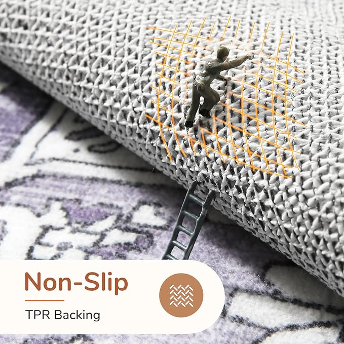 OPPODREAM Soft 6x9 Area Rugs, Washable Rug 6x9 with Non Slip Backing, Faux Cashmere Low-Pile 6 x 9 Carpet, Purple
