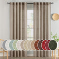 MIULEE Taupe Grey Linen Curtains 84 Inch Length 2 Panels for Bedroom Living Room, Soft Linen Textured Window Drapes Semi Sheer Light Filtering Back Tab Rod Pocket Farmhouse Modern Burlap Look Decor