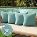 MIULEE Pack of 4 Decorative Outdoor Throw Pillow Covers Linen Waterproof Pillow Covers Spring Farmhouse Cushion Cases for Patio Garden Tent Balcony Couch Sofa 16x16 inch Teal