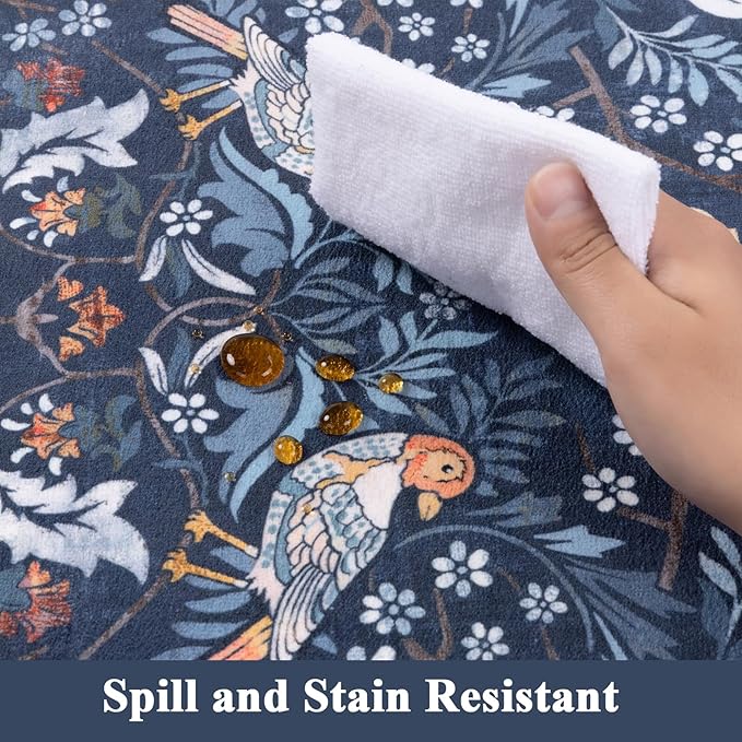 HEBE Washable Hallway Runner Rug 2'x 6' Non Slip Kitchen Rugs Runner,Low Pile Entryway Rug Laundry Room Mat Floral Carpet Runners for Hallways, Kitchen,Bathroom,Laundry,Bedside Rug