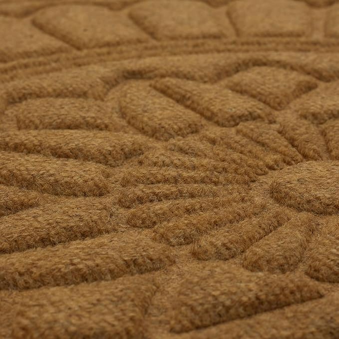 Mohawk Home Entryway Door Mat 2' X 3' All Weather Outdoor Non Slip Recycled Rubber Doormat, Rope Impressions Light Brown