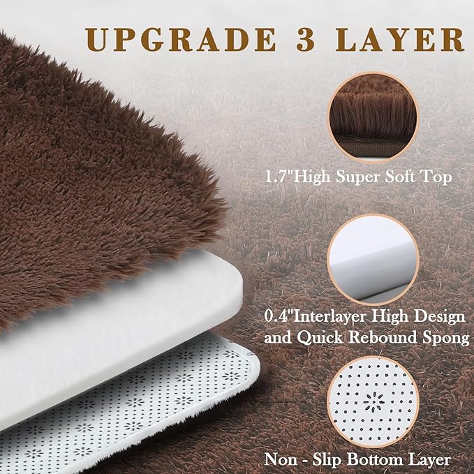 Rugs for Living Room 5x8, Alfombras para Salas Shag Large Plush Soft Area Rug, Shaggy Carpets for Bedroom, Kids Boys Girls Home Decor Aesthetic(Coffee, 5 x 8)