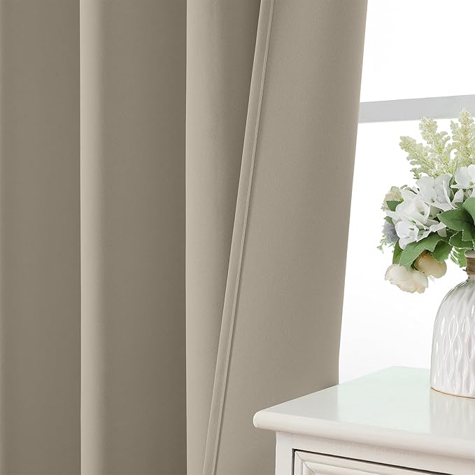 CUCRAF Light Beige Blackout Curtains Customize, Rod Pocket Room Darkening Curtain for Bedroom Living Room, Thermal Insulated Window Drapes 1 Panel (Custom Size, Color)