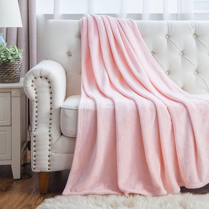 Bedsure GentleSoft Fleece Blankets Queen Size Pink - Valentines Blanket Soft Lightweight Plush Fuzzy Cozy Luxury Throw Microfiber 90x90 inches