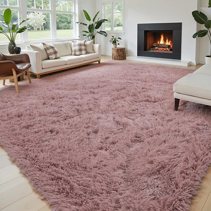Rugs for Living Room 6x9, Alfombras para Salas Shag Large Plush Soft Area Rug, Shaggy Carpets for Bedroom, Kids Boys Girls Home Decor Aesthetic(Blush, 6 x 9)