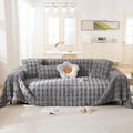 HANDONTIME Faux Fur Plush Sofa Covers for Couch Washable Rabbit Plush Couch Cover Cozy Faux Fur Sectional Covers for Dogs Fluffy Plush L Shaped Sofa Cover Pet Couch Protector, Dark Grey, 71" X150"
