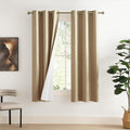 NICETOWN 100% Absolutely Blackout Linen Curtains with Thermal Insulated White Liner, Camel, W42 x L72, 2 Panels, Long Curtains 72 inch Length for Patio Door, Doorway, Office, Overnight Shiftworker